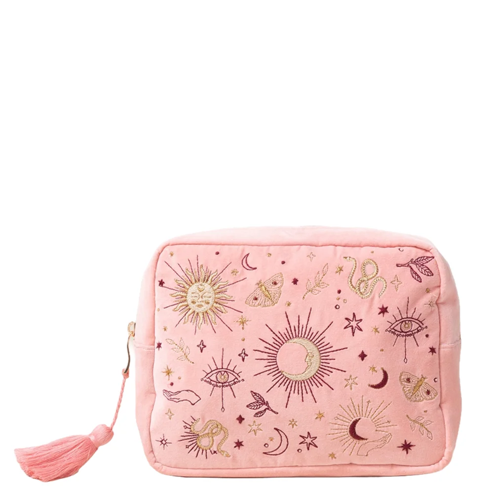 Elizabeth Scarlett Boho Mysticism Blush Pink Velvet Wash Bag Zdjęcie 1