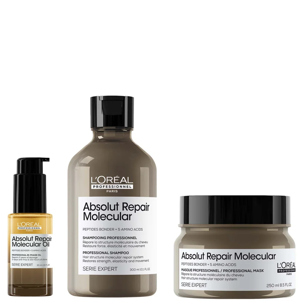 L'Oréal Professionnel Absolut Repair Molecular Shampoo 300ml, Hair Mask 250ml & Bi-Phase Hair Oil for Damaged Hair 30ml Zdjęcie 1