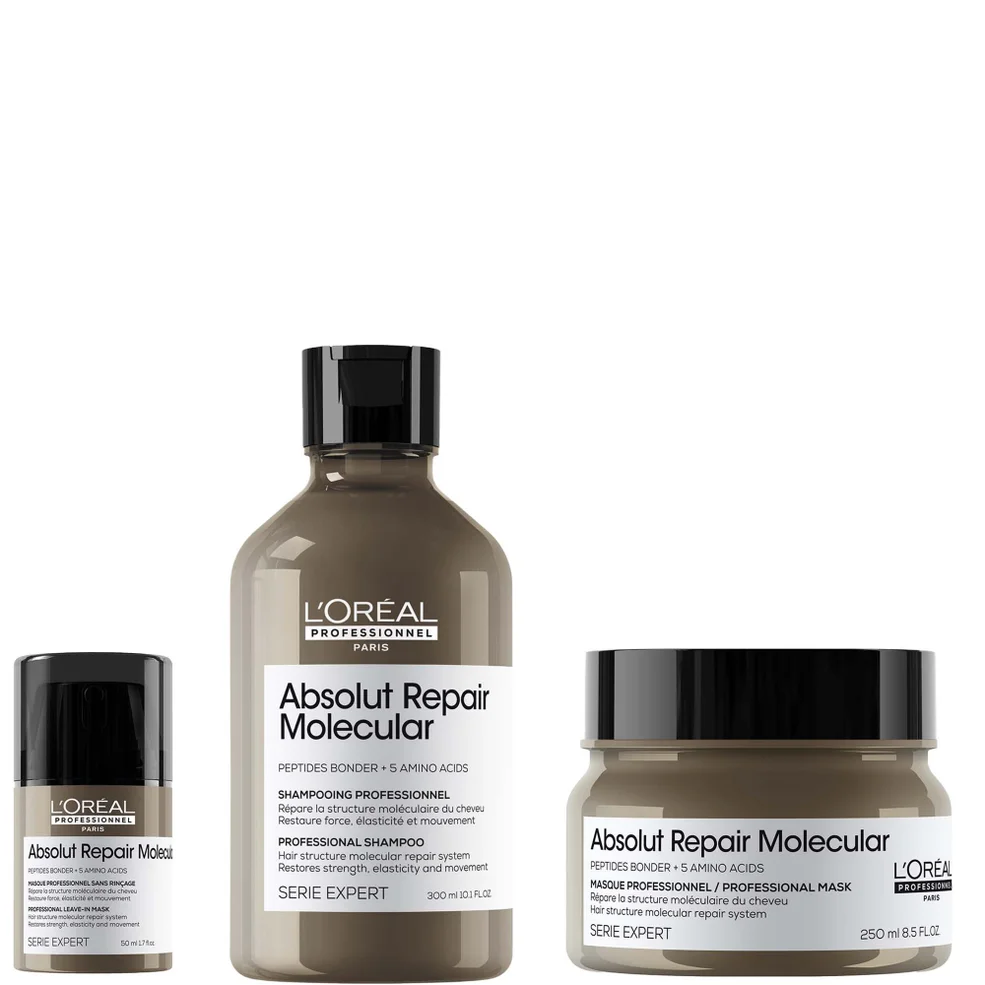 L'Oréal Professionnel Absolut Repair Molecular Shampoo 300ml, Hair Mask 250ml & Leave-in Hair Mask Travel Size 50ml Zdjęcie 1